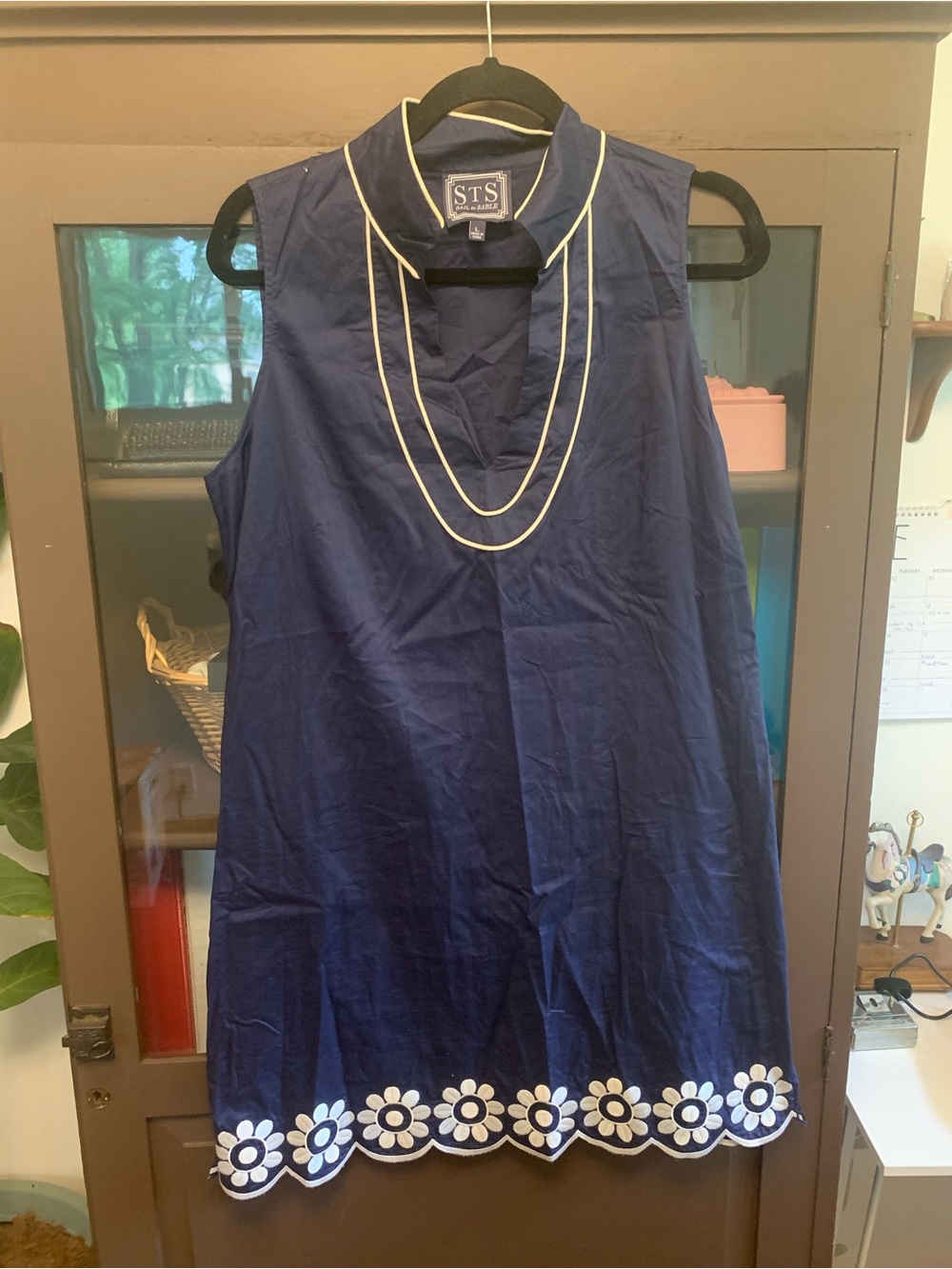 Sail to Sable Navy Dress with White Piping